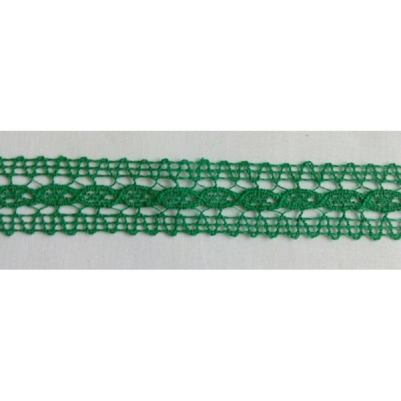 Pamut csipke 13, zöld, 2.5 cm széles